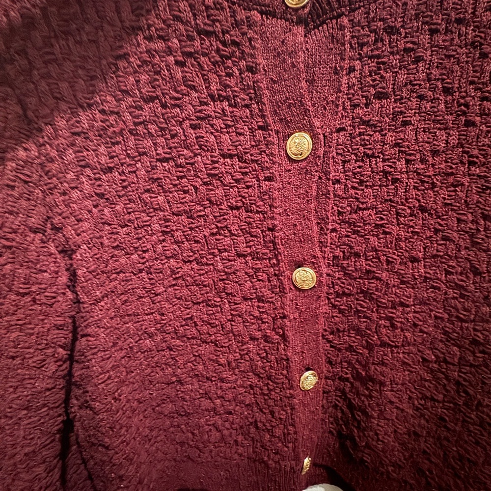 H&M Deep Red Textured Cardigan - Picture 3 of 4